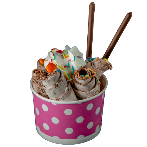 ice cream roll chocolate and whipped cream